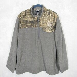 Realtree Mens 2XL 1/4 Zip Pullover Jacket Gray Camo RT Timber Mock Neck